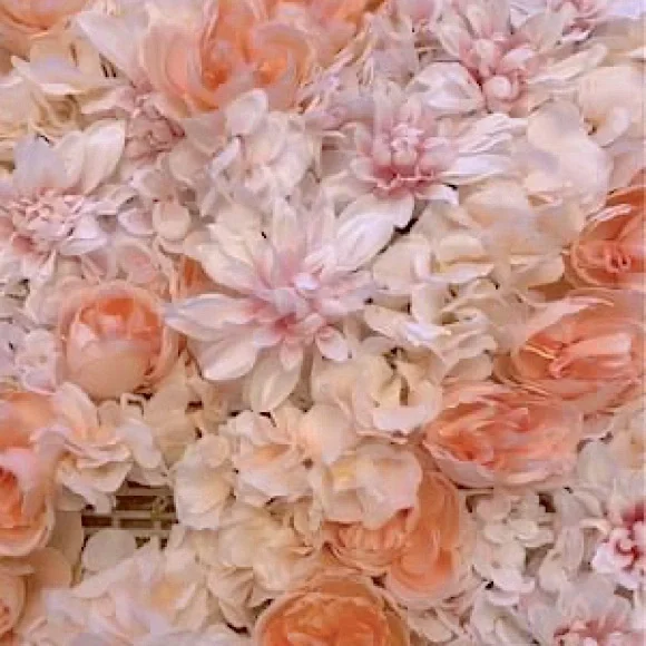 4 Square Pieces of Faux Flowers Roses and Daisys attached to Floral Wall Screens